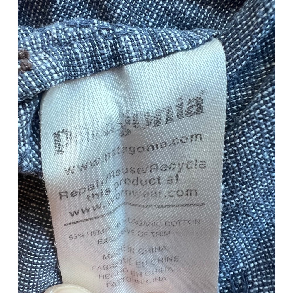 Patagonia Mens Small Blue Hemp Organic Cotton Short Sleeve Dobby Button Shirt - Picture 4 of 8